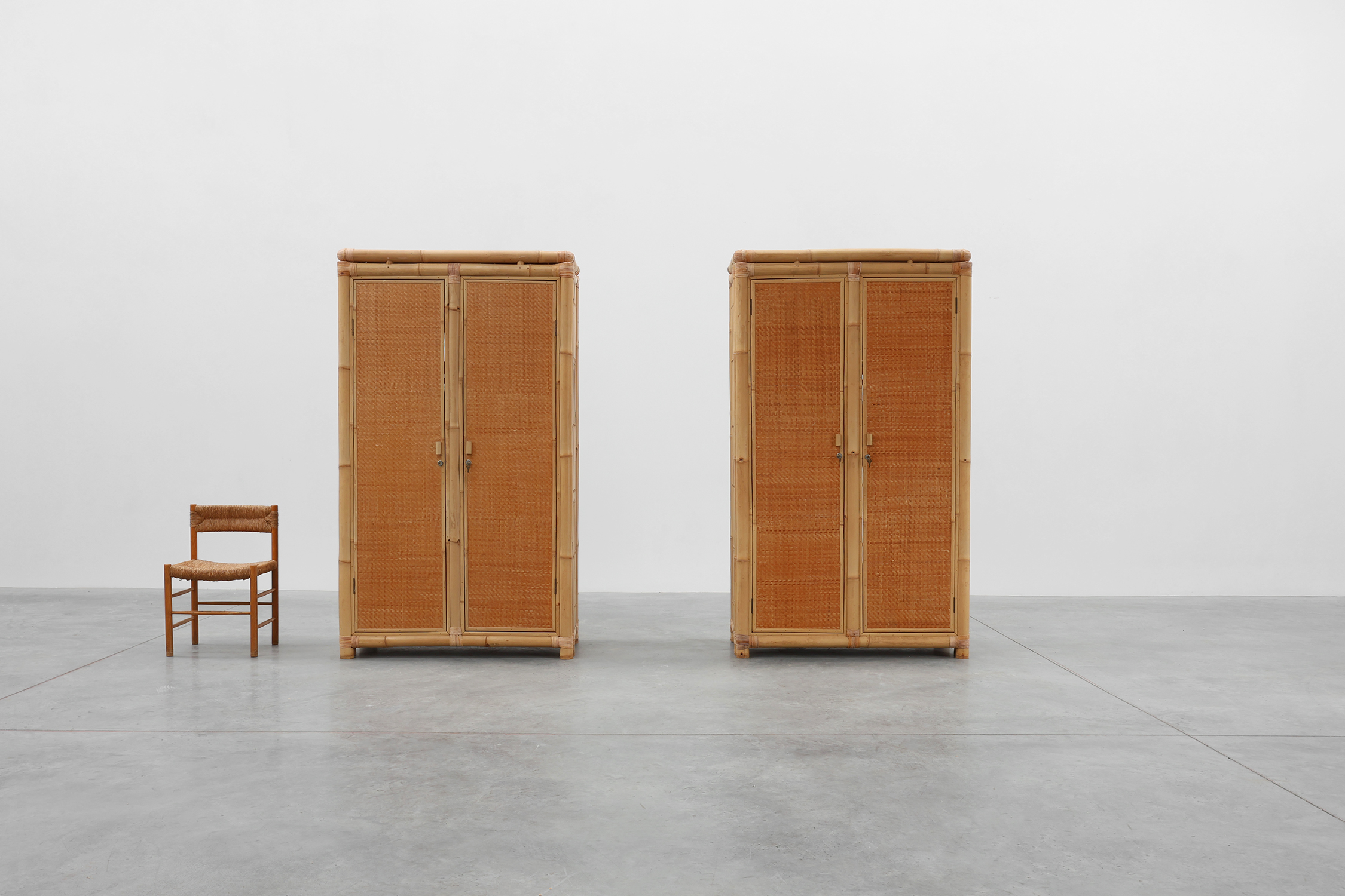 Pair of bamboo and rattan wardrobes, Italy ca. 1960thumbnail